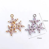 Rhinestone Flower Eardrop Crystal Pendant Charms Jewelry Component 2pcs