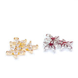 Rhinestone Flower Eardrop Crystal Pendant Charms Jewelry Component 2pcs