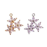 Rhinestone Flower Eardrop Crystal Pendant Charms Jewelry Component 2pcs