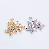 Rhinestone Flower Eardrop Crystal Pendant Charms Jewelry Component 2pcs