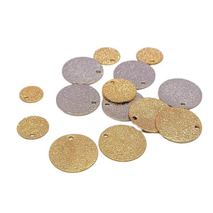 Round Metal Slice Pendant Charms Necklace Earrings Accessories