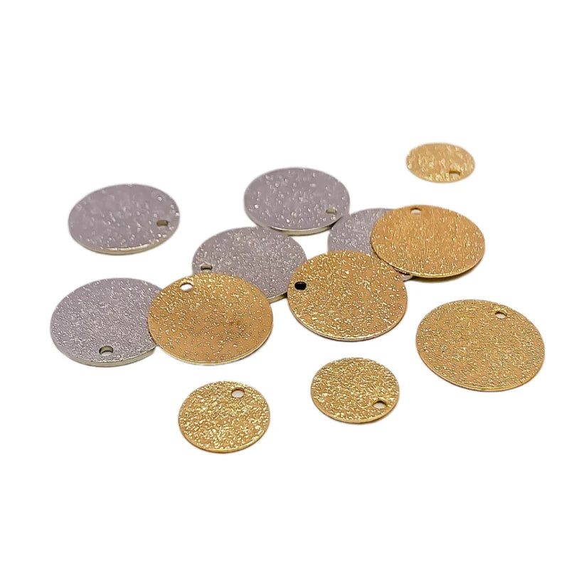 Round Metal Slice Pendant Charms Necklace Earrings Accessories