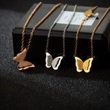 K Rose Stainless Steel Butterfly Charm Necklace Women Gift Jewelry For Girl