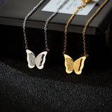 K Rose Stainless Steel Butterfly Charm Necklace Women Gift Jewelry For Girl