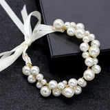 Bridesmaid Pearl Hand Flower Bracelet for Wedding Party
