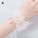 Bridesmaid Pearl Hand Flower Bracelet for Wedding Party