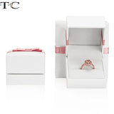 Leather Paper Pink Flower Bow Knot Jewelry Box