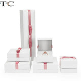 Leather Paper Pink Flower Bow Knot Jewelry Box