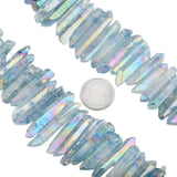 Titanium Coated Quartz Crystal Strip Points 16 inch Strand