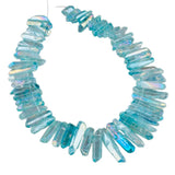 Titanium Coated Quartz Crystal Strip Points 16 inch Strand