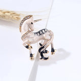 Lucky Horse Enamel Rhinestone Brooch for Banquet Party