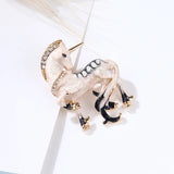 Lucky Horse Enamel Rhinestone Brooch for Banquet Party