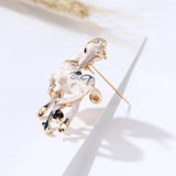 Lucky Horse Enamel Rhinestone Brooch for Banquet Party