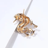Lucky Horse Enamel Rhinestone Brooch for Banquet Party