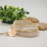 3 Wrap Bracelet with Stainless Steel Chain Crystal Opal Boho Beadwork