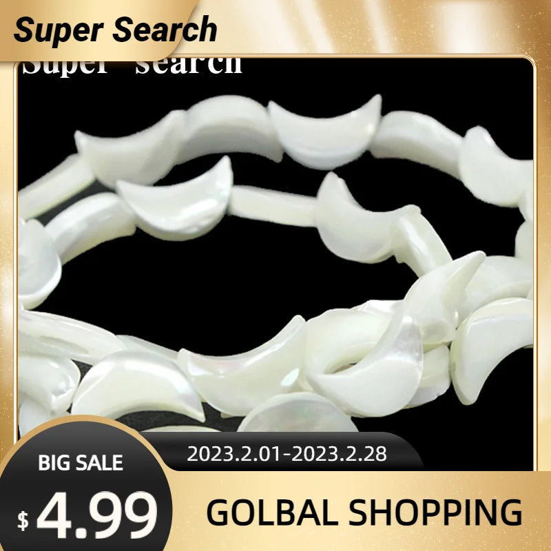 Moon Shape Shell Beads Natural Mother of Pearl Beads for Jewelry Making