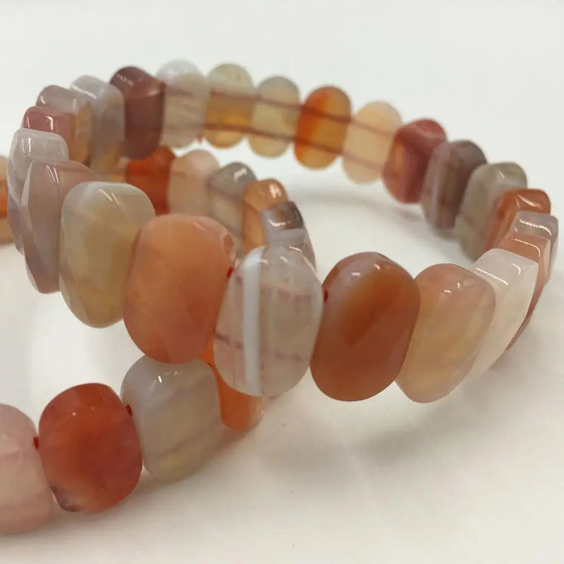 Mother of Pearl Carnelian Beads Bracelet 7.5 Inch