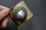 Freshwater Pearl Drop Baroque Beads Wide Cuff Bangle Bracelet