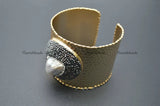 Freshwater Pearl Drop Baroque Beads Wide Cuff Bangle Bracelet