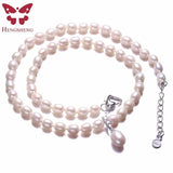 Freshwater Pearl Necklace with Zircon Pendant, Silver Jewelry