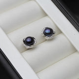 Vintage Flower 925 Silver Stud Earrings, Freshwater Pearl Women's Jewelry