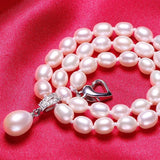 Freshwater Pearl Necklace Love Buckle Women Jewelry 45cm+5cm