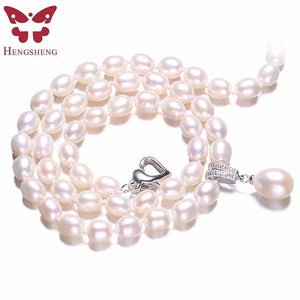 Freshwater Pearl Necklace Love Buckle Women Jewelry 45cm+5cm