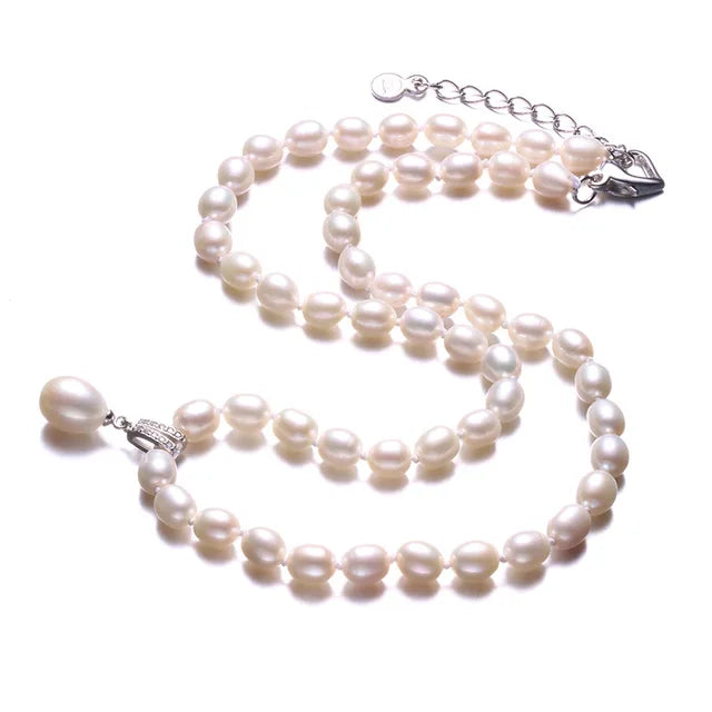 Freshwater Pearl Necklace Love Buckle Women Jewelry 45cm+5cm