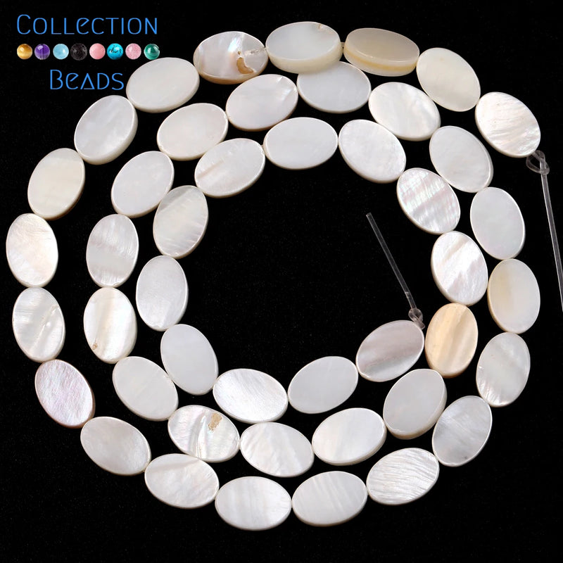 Mother of Pearl Shell Oval Spacer Beads for Jewelry Making DIY