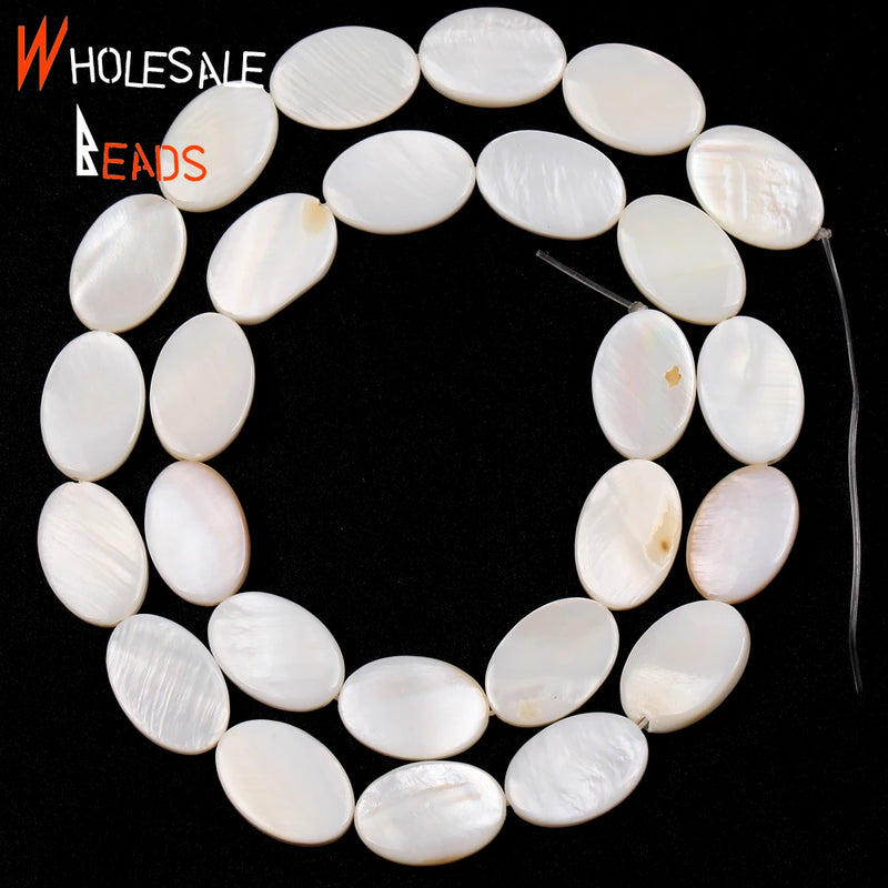 Mother of Pearl Shell Oval Spacer Beads for DIY Jewelry