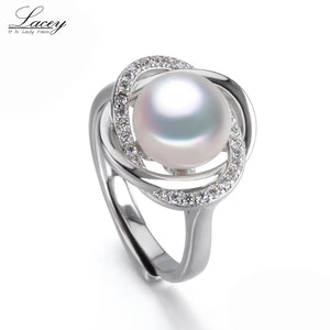 Freshwater Pearl Ring 925 Sterling Silver Jewelry for Wife Birthday