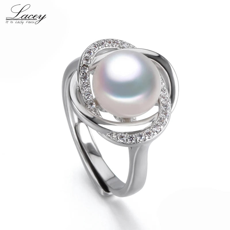 Freshwater Pearl Ring 925 Sterling Silver Jewelry for Wife Birthday