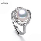 Freshwater Pearl Ring 925 Sterling Silver Jewelry for Wife Birthday