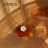 Peach Blossom Pendant Necklace Stainless Steel Plated 18K Jewelry