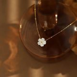 Peach Blossom Pendant Necklace Stainless Steel Plated 18K Jewelry