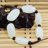 Natural Jade Bracelet Hand Carving Jewelry Amulet Men Women