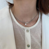 Freshwater Pearl Pendant Choker 925 Sterling Silver Collar Chain Necklace