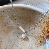 Freshwater Pearl Pendant Choker 925 Sterling Silver Collar Chain Necklace