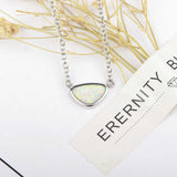 Opal Triangle Necklace 925 Sterling Silver Women's Jewelry