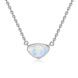 Opal Triangle Necklace 925 Sterling Silver Women's Jewelry