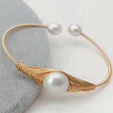 Pearl 18 K Plated Bangle Bracelet