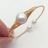 Pearl 18 K Plated Bangle Bracelet
