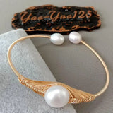 Pearl 18 K Plated Bangle Bracelet