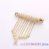 Pearl Barrette Real 925 Silver Gemstone Hairpin