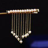 Pearl Barrette Real 925 Silver Gemstone Hairpin