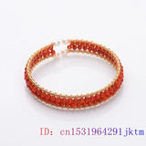 Red Jade Pearl Bracelet 925 Silver Natural Gemstone