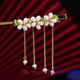 Vintage Pearl Flower Barrette 925 Silver Hair Clip