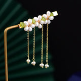Vintage Pearl Flower Barrette 925 Silver Hair Clip