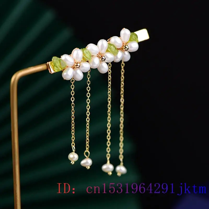 Vintage Pearl Flower Barrette 925 Silver Hair Clip