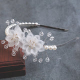 Pearl Flower Crown Headdress For Women Girls Braided Headband